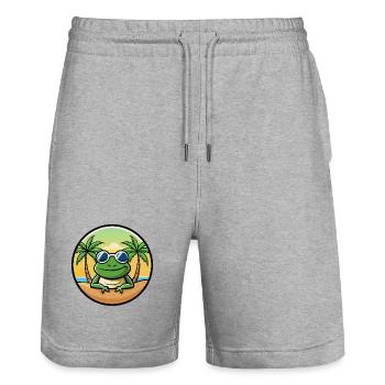 Frosch Lustige Cartoon Sommer Strand Sonnenbrille Aufkleber - Stanley/Stella Unisex Bio Joggingshorts Trainer  - Grau meliert - Vorne - Nik (191cm) & Marisol (170cm)