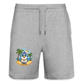 Pinguin Lustige Cartoon Sommer Strand Sonnenbrille - Stanley/Stella Unisex Bio Joggingshorts Trainer  - Grau meliert - Vorne - Nik (191cm) & Marisol (170cm)