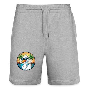 Schwan Lustige Cartoon Sommer Strand Sonnenbrille Aufkleber - Stanley/Stella Unisex Bio Joggingshorts Trainer  - Grau meliert - Vorne - Nik (191cm) & Marisol (170cm)