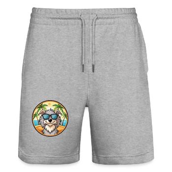 Pyrenäen-Schäferhund-Rasse Cartoon-Sonnenbrille Strand - Stanley/Stella Unisex Bio Joggingshorts Trainer  - Grau meliert - Vorne - Nik (191cm) & Marisol (170cm)