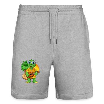 Funny Turtle Summer Beach Sunglasses Hawaiian - Stanley/Stella Trainer Unisex Organic Jogging Shorts - heather grey - Front - Nik (191cm) & Marisol (170cm)