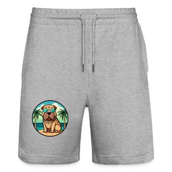 Chinois Shar Pei Chien Race Dessin Animé Lunettes De Soleil Plage - Short de jogging bio TRAINER Stanley/Stella unisexe - gris chiné - Devant - Nik (191cm) & Marisol (170cm)