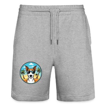 Smooth Fox Terrier Hunderasse Cartoon Sonnenbrille - Stanley/Stella Unisex Bio Joggingshorts Trainer  - Grau meliert - Vorne - Nik (191cm) & Marisol (170cm)