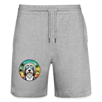 Bearded Collie Chien Race Dessin Animé Lunettes de Soleil Plage - Short de jogging bio TRAINER Stanley/Stella unisexe - gris chiné - Devant - Nik (191cm) & Marisol (170cm)