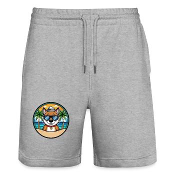 Cao De Seo Miguel Hunderasse Cartoon Strand - Stanley/Stella Unisex Bio Joggingshorts Trainer  - Grau meliert - Vorne - Nik (191cm) & Marisol (170cm)