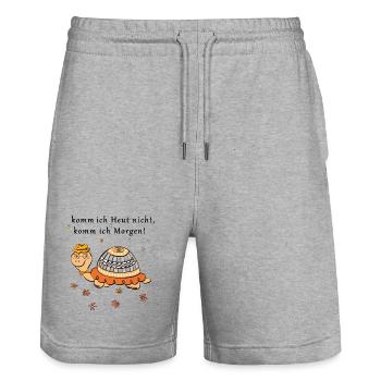 Schildkröte, komm ich Heut nicht, komm ich Morgen - Stanley/Stella Unisex Bio Joggingshorts Trainer  - Grau meliert - Vorne - Nik (191cm) & Marisol (170cm)