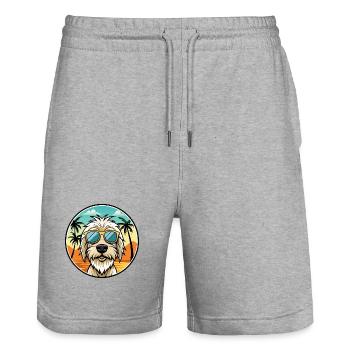 Spinone Italiano Hunderasse Cartoon Sonnenbrille Strand - Stanley/Stella Unisex Bio Joggingshorts Trainer  - Grau meliert - Vorne - Nik (191cm) & Marisol (170cm)