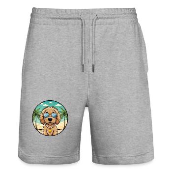 Labradoodle Hunderasse Cartoon Sonnenbrille Strand - Stanley/Stella Unisex Bio Joggingshorts Trainer  - Grau meliert - Vorne - Nik (191cm) & Marisol (170cm)