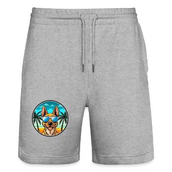 Berger Hollandais Chien Race Dessin Animé Lunettes De Soleil Plage - Short de jogging bio TRAINER Stanley/Stella unisexe - gris chiné - Devant - Nik (191cm) & Marisol (170cm)