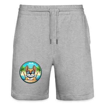 Chien Francais Dog Breed Cartoon Sunglasses Beach - Stanley/Stella Trainer Unisex Organic Jogging Shorts - heather grey - Front - Nik (191cm) & Marisol (170cm)
