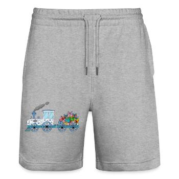 Children's train railway with trailer white - Stanley/Stella Trainer Unisex Organic Jogging Shorts - heather grey - Front - Nik (191cm) & Marisol (170cm)