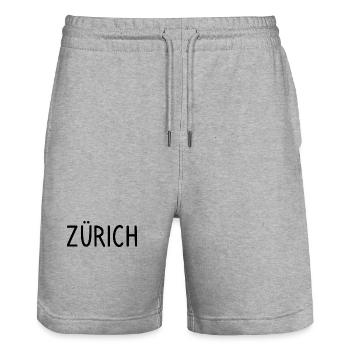Zurich - Stanley/Stella Trainer Unisex Organic Jogging Shorts - heather grey - Front - Nik (191cm) & Marisol (170cm)