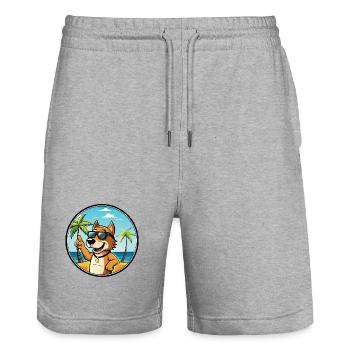Auvergne Vorstehhund Rasse Cartoon Sonnenbrille Strand - Stanley/Stella Unisex Bio Joggingshorts Trainer  - Grau meliert - Vorne - Nik (191cm) & Marisol (170cm)