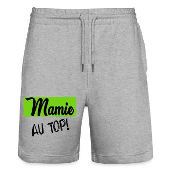 OMA. MUTTERTAG. ALLES GUTE ZUM OMA-TAG. ICH LIEBE DICH - Stanley/Stella Unisex Bio Joggingshorts Trainer  - Grau meliert - Vorne - Nik (191cm) & Marisol (170cm)