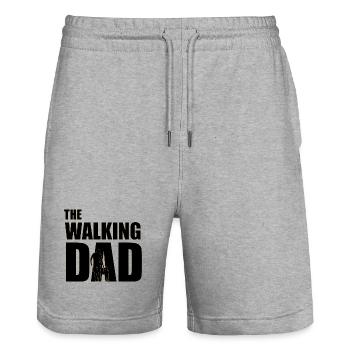 Der wandelnde Papa (schwarz) Kontur Gold - Stanley/Stella Unisex Bio Joggingshorts Trainer  - Grau meliert - Vorne - Nik (191cm) & Marisol (170cm)