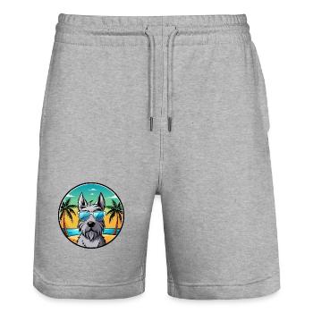 Scottish Terrier Hunderasse Cartoon Sonnenbrille Strand - Stanley/Stella Unisex Bio Joggingshorts Trainer  - Grau meliert - Vorne - Nik (191cm) & Marisol (170cm)