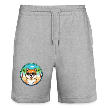 Shih Poo Hunderasse Cartoon Sonnenbrille Strand - Stanley/Stella Unisex Bio Joggingshorts Trainer  - Grau meliert - Vorne - Nik (191cm) & Marisol (170cm)