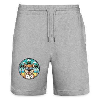 Längerer Spitzname Hund Rasse Cartoon Sonnenbrille Strand - Stanley/Stella Unisex Bio Joggingshorts Trainer  - Grau meliert - Vorne - Nik (191cm) & Marisol (170cm)