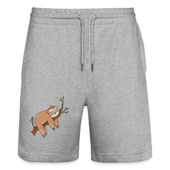 sloth - Stanley/Stella Trainer Unisex Organic Jogging Shorts - heather grey - Front - Nik (191cm) & Marisol (170cm)