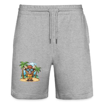 Bison Lustige Cartoon Sommer Strand Sonnenbrille - Stanley/Stella Unisex Bio Joggingshorts Trainer  - Grau meliert - Vorne - Nik (191cm) & Marisol (170cm)