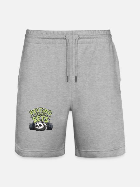 Resting Between Sets - Stanley/Stella Trainer Unisex Organic Jogging Shorts - heather grey