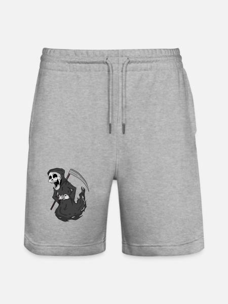 Grim Reaper laughs funny - Stanley/Stella Trainer Unisex Organic Jogging Shorts - heather grey
