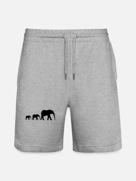 Elefantenfamilie - Stanley/Stella Unisex Bio Joggingshorts Trainer  - Grau meliert
