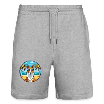 Smooth Collie Hunderasse Cartoon Sonnenbrille Strand - Stanley/Stella Unisex Bio Joggingshorts Trainer  - Grau meliert - Vorne - Nik (191cm) & Marisol (170cm)