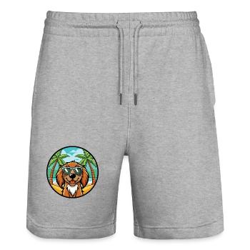 Boykin Spaniel Hunderasse Cartoon Sonnenbrille Strand - Stanley/Stella Unisex Bio Joggingshorts Trainer  - Grau meliert - Vorne - Nik (191cm) & Marisol (170cm)