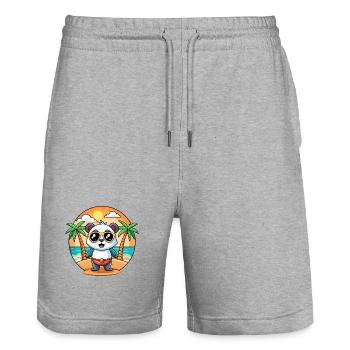 Panda Lustige Cartoon Sommer Strand Sonnenbrille - Stanley/Stella Unisex Bio Joggingshorts Trainer  - Grau meliert - Vorne - Nik (191cm) & Marisol (170cm)