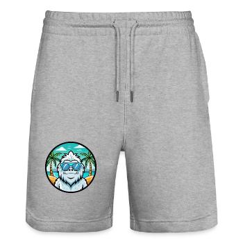 Yeti Lustige Cartoon Sommer Strand Sonnenbrille Aufkleber - Stanley/Stella Unisex Bio Joggingshorts Trainer  - Grau meliert - Vorne - Nik (191cm) & Marisol (170cm)