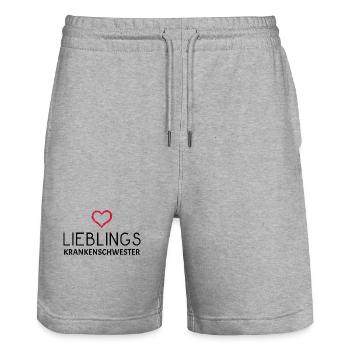 Krankenschwester - Stanley/Stella Unisex Bio Joggingshorts Trainer  - Grau meliert - Vorne - Nik (191cm) & Marisol (170cm)