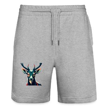 Hirsch Zeichentrickfigur Buntes Haustier Tier - Stanley/Stella Unisex Bio Joggingshorts Trainer  - Grau meliert - Vorne - Nik (191cm) & Marisol (170cm)