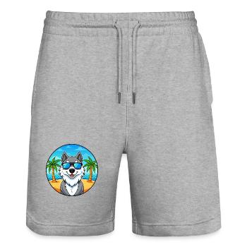 Seppala Sibirische Schlittenhunderasse Cartoon Sonnenbrille - Stanley/Stella Unisex Bio Joggingshorts Trainer  - Grau meliert - Vorne - Nik (191cm) & Marisol (170cm)