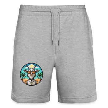Ziege Lustige Cartoon Sommer Strand Sonnenbrille Aufkleber - Stanley/Stella Unisex Bio Joggingshorts Trainer  - Grau meliert - Vorne - Nik (191cm) & Marisol (170cm)