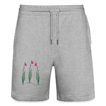Blüten, Flowers - Stanley/Stella Unisex Bio Joggingshorts Trainer  - Grau meliert - Vorne - Nik (191cm) & Marisol (170cm)
