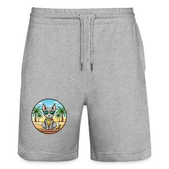 Egyptian Mau Cat Breed Cartoon Sunglasses Beach - Stanley/Stella Trainer Unisex Organic Jogging Shorts - heather grey - Front - Nik (191cm) & Marisol (170cm)
