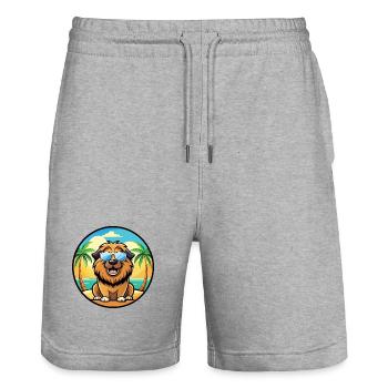 Leonberger Hunderasse Cartoon Sonnenbrille Strand - Stanley/Stella Unisex Bio Joggingshorts Trainer  - Grau meliert - Vorne - Nik (191cm) & Marisol (170cm)