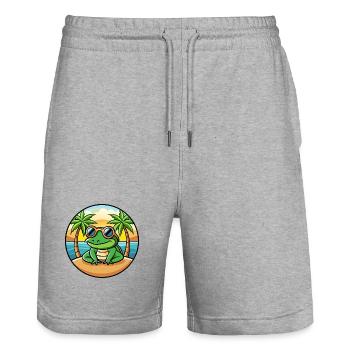Frosch Lustige Cartoon Sommer Strand Sonnenbrille Aufkleber - Stanley/Stella Unisex Bio Joggingshorts Trainer  - Grau meliert - Vorne - Nik (191cm) & Marisol (170cm)
