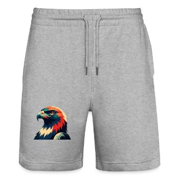 Hawk Cartoon Character Colorful Pet Animal - Stanley/Stella Trainer Unisex Organic Jogging Shorts - heather grey - Front - Nik (191cm) & Marisol (170cm)