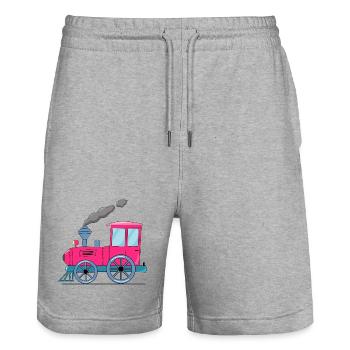 Kinderzug Eisenbahn pink - Stanley/Stella Unisex Bio Joggingshorts Trainer  - Grau meliert - Vorne - Nik (191cm) & Marisol (170cm)