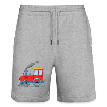 Kinderzug Eisenbahn rot - Stanley/Stella Unisex Bio Joggingshorts Trainer  - Grau meliert - Vorne - Nik (191cm) & Marisol (170cm)