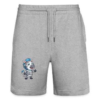 Zebra Lustige Zeichentrickfigur Kopfhörer Musik - Stanley/Stella Unisex Bio Joggingshorts Trainer  - Grau meliert - Vorne - Nik (191cm) & Marisol (170cm)