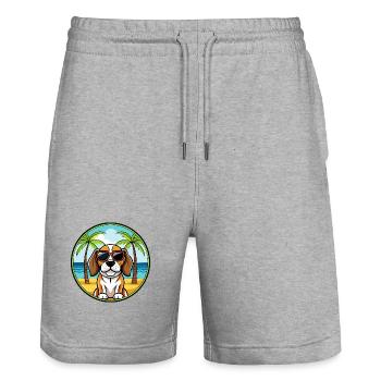 Beagle Harrier Hunderasse Cartoon Sonnenbrille Strand - Stanley/Stella Unisex Bio Joggingshorts Trainer  - Grau meliert - Vorne - Nik (191cm) & Marisol (170cm)