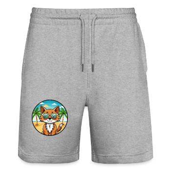 Somali Katzenrasse Cartoon Kawaii Sonnenbrille Strand - Stanley/Stella Unisex Bio Joggingshorts Trainer  - Grau meliert - Vorne - Nik (191cm) & Marisol (170cm)
