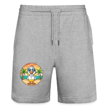 Gans Lustige Cartoon Sommer Strand Sonnenbrille - Stanley/Stella Unisex Bio Joggingshorts Trainer  - Grau meliert - Vorne - Nik (191cm) & Marisol (170cm)