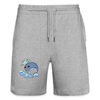 Wal - Stanley/Stella Unisex Bio Joggingshorts Trainer  - Grau meliert - Vorne - Nik (191cm) & Marisol (170cm)