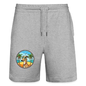 Galgo Español Hunderasse Cartoon Sonnenbrille Strand - Stanley/Stella Unisex Bio Joggingshorts Trainer  - Grau meliert - Vorne - Nik (191cm) & Marisol (170cm)