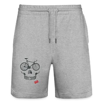 skull cyclist - Stanley/Stella Unisex Bio Joggingshorts Trainer  - Grau meliert - Vorne - Nik (191cm) & Marisol (170cm)