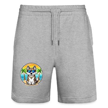 Ostsibirische Laika-Hunderasse Cartoon-Sonnenbrille - Stanley/Stella Unisex Bio Joggingshorts Trainer  - Grau meliert - Vorne - Nik (191cm) & Marisol (170cm)